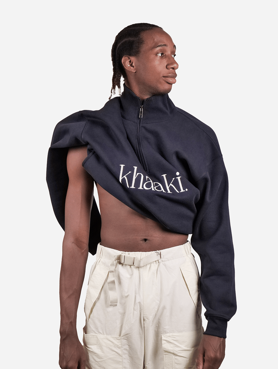God's Child - Navy Blue Quarter Zip Drop Shoulder Unisex Oversized Sweatshirt