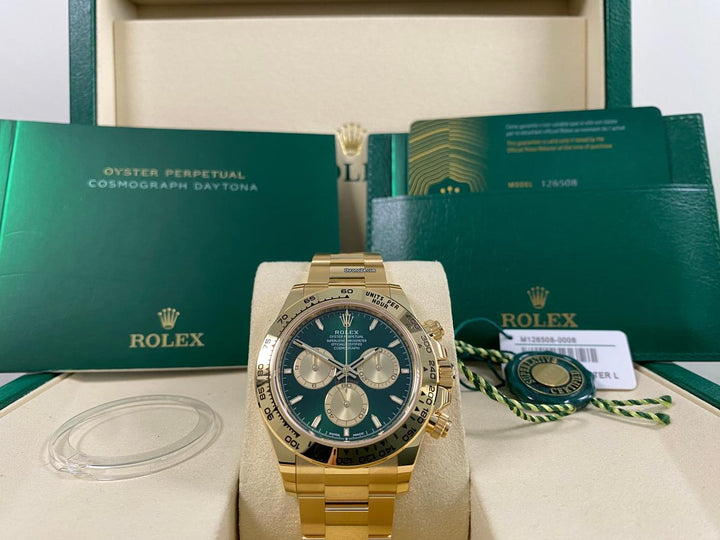 Rolex | Daytona | 126508 | Yellow gold | 40 mm | Yellow gold | Green | Automatic