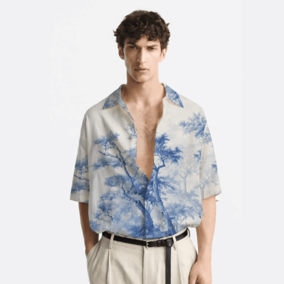 Toile de Jouy Resort Collar Shirt