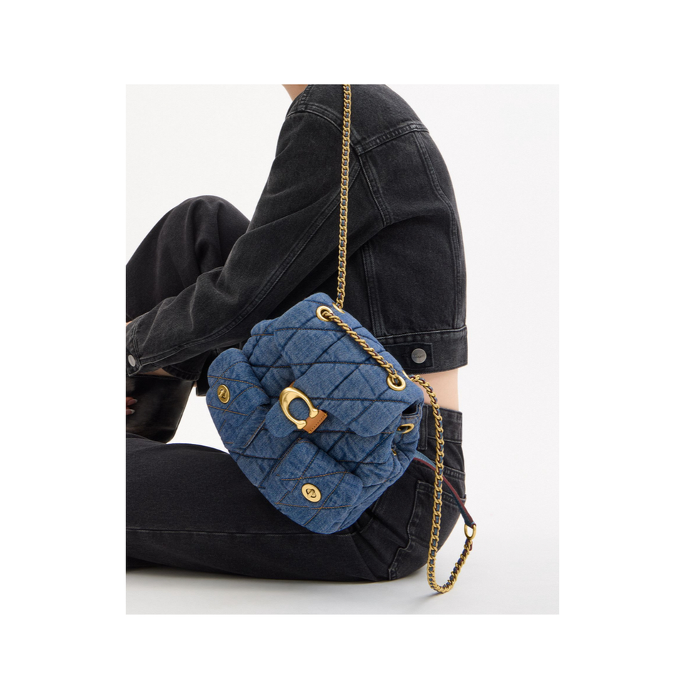 Tabby Quilted Denim Backpack - Blue