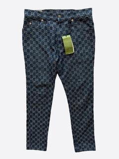Blue GG Monogram Tapered Jeans