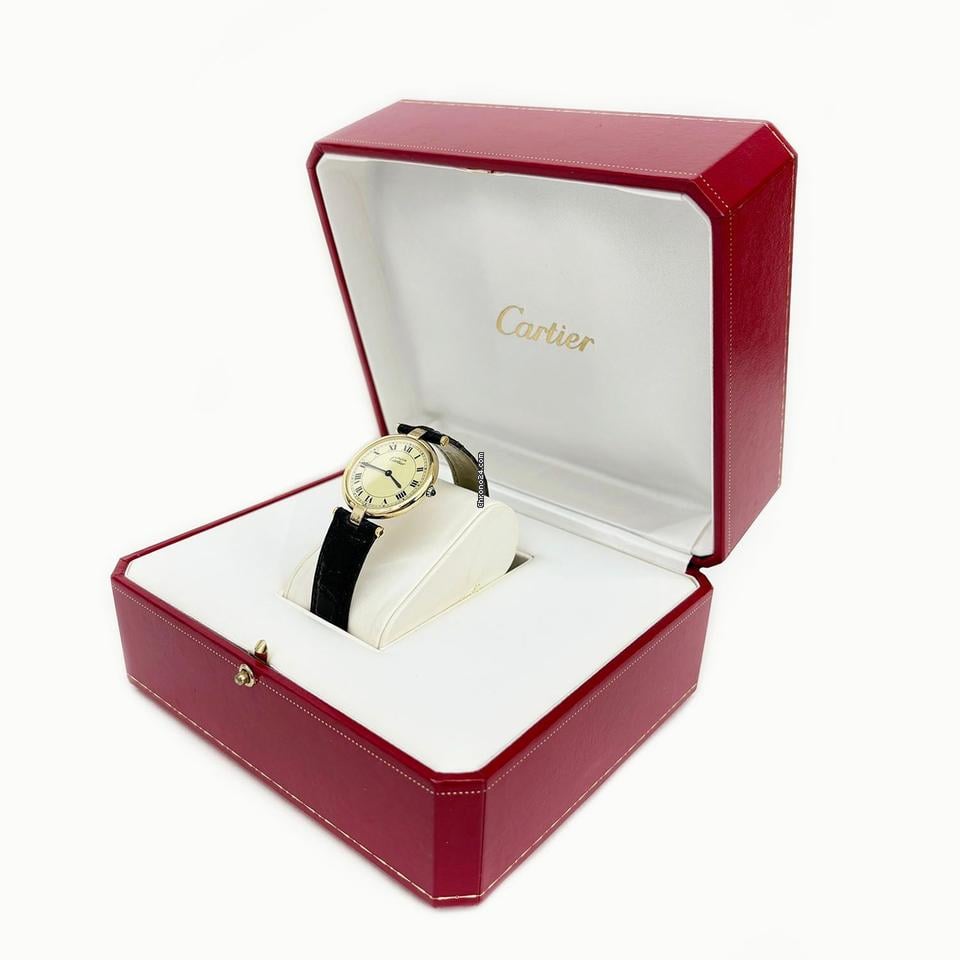 Cartier Vendome Must de Vendome Vermeil Quartz 17 Brown Gold Alligator Leather Watch 4 VCAC20730