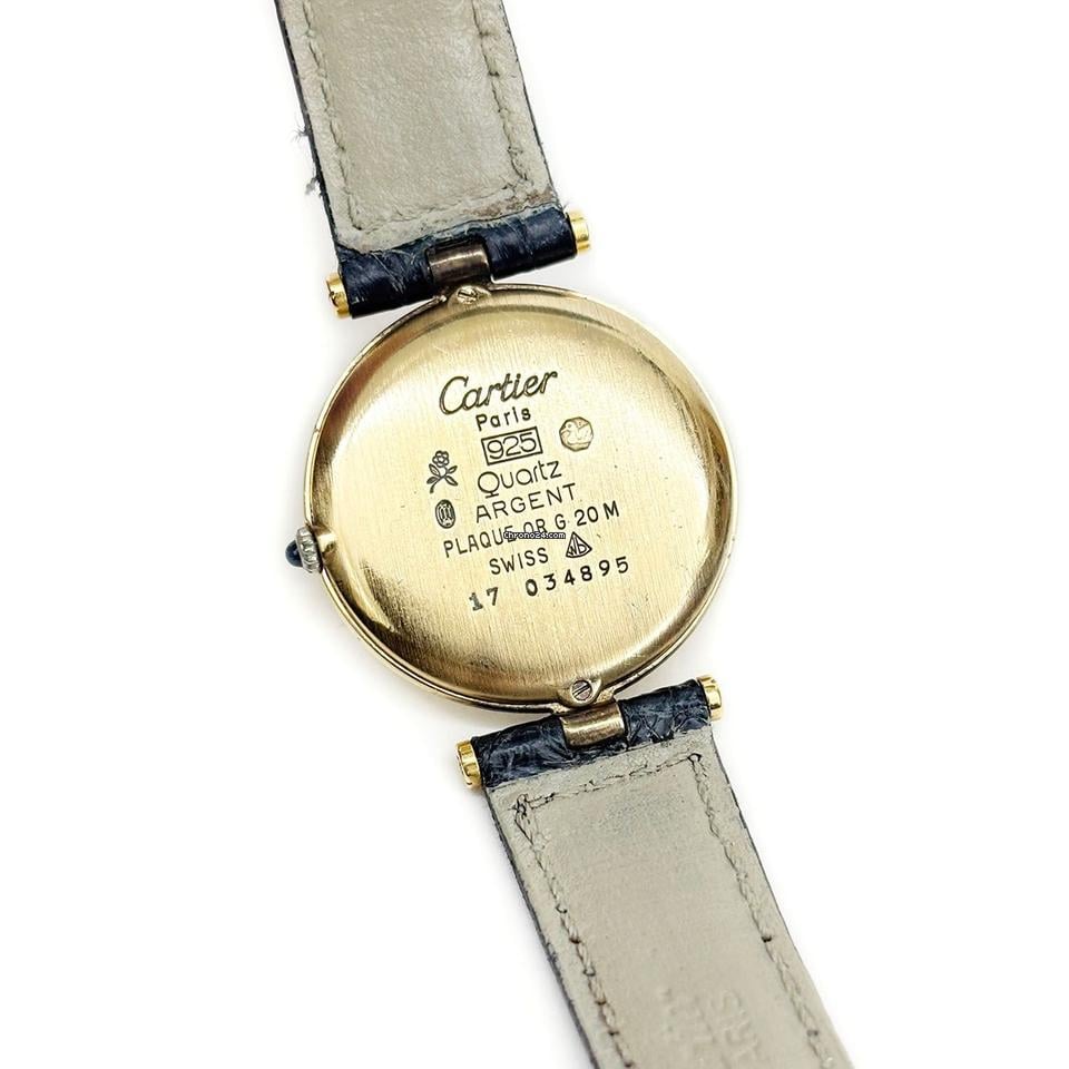 Cartier Vendome Must de Vendome Vermeil Quartz 17 Brown Gold Alligator Leather Watch 4 VCAC20730
