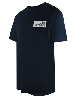 Love Moschino Block Logo Navy Blue T-Shirt