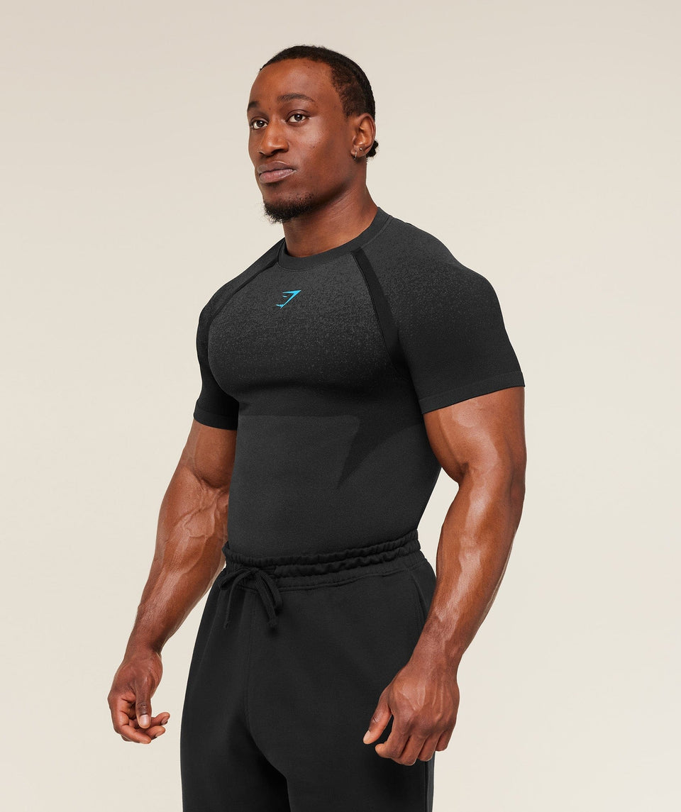Gymshark Shadow Seamless T-Shirt - Black/Brand Blue
