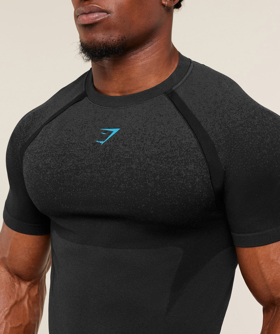 Gymshark Shadow Seamless T-Shirt - Black/Brand Blue
