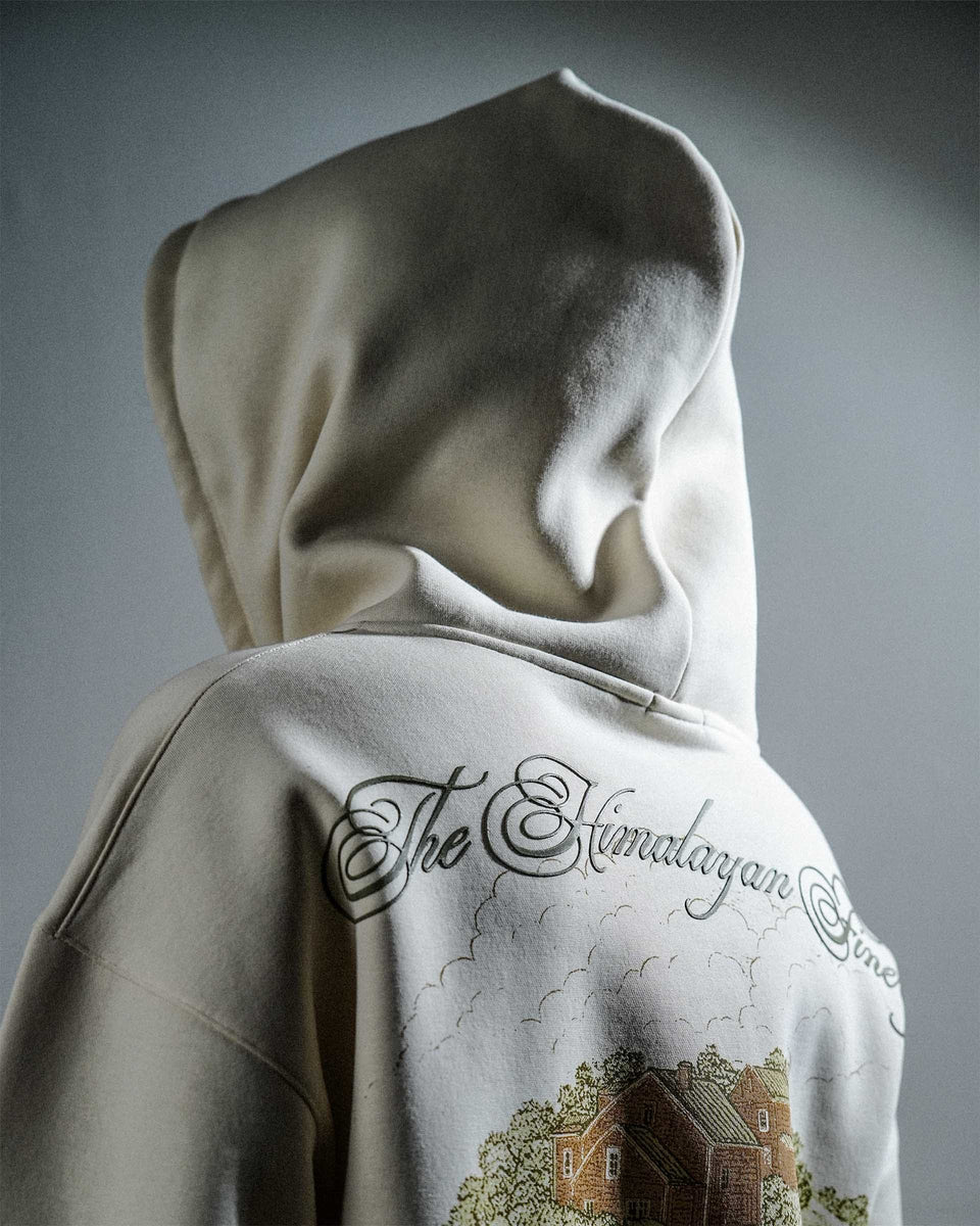 Himalayan Finery - Cream Oversized Cropped Zipper Hoodie