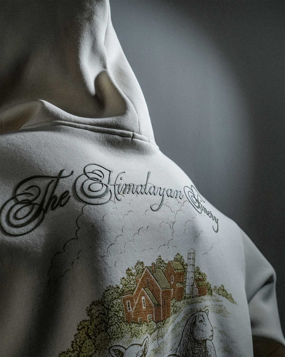 Himalayan Finery - Cream Oversized Cropped Zipper Hoodie