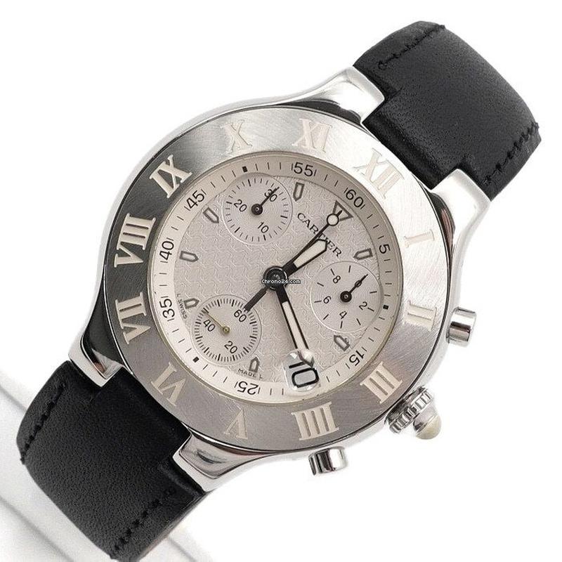 Cartier 21 Chronoscaph Must 21 Chronoscaph 38 MM Quartz Watch Leather Band for Men aa56533