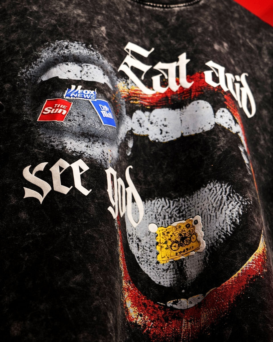 Eat Acid - Black Washed Oversized T-shirt