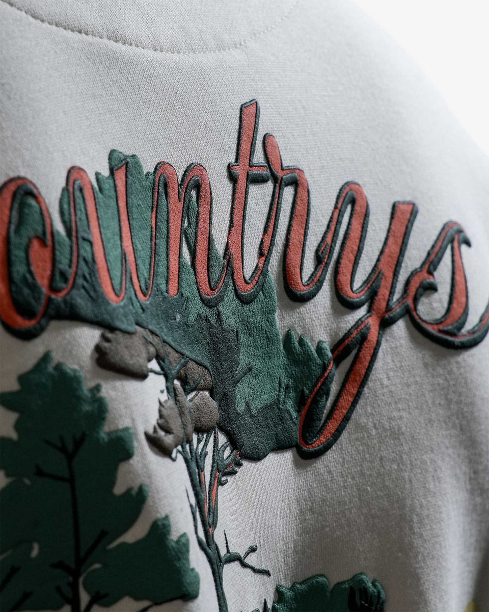 Countryside Wilderness - Off White Printed Oversized Zipper Hoodie