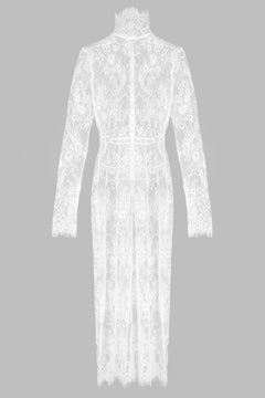 HIGH NECK LACE PENCIL DRESS