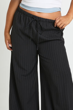 Plus Woven Pinstripe Elasticated Waist Trouser