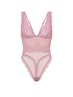 Sheer Rose Plunge Bodysuit