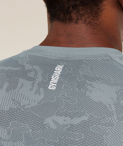 Gymshark Geo Seamless T-Shirt -  Storm Blue /  Stealth Blue