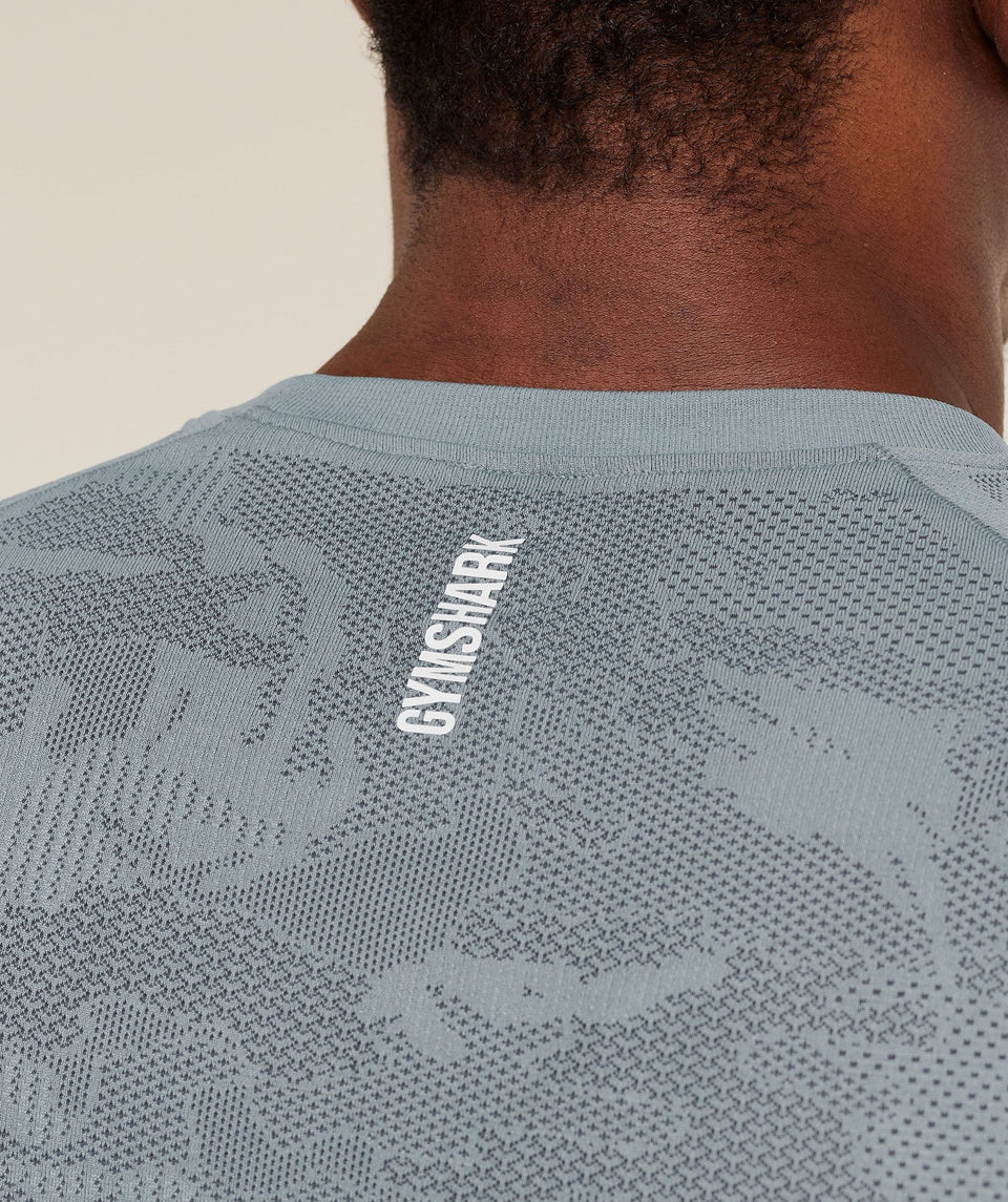 Gymshark Geo Seamless T-Shirt -  Storm Blue /  Stealth Blue
