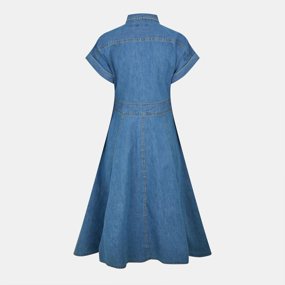 Buckle-Trim Denim Shirt Dress