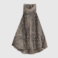 Grey Snake Halter Neck Bubble Hem Top