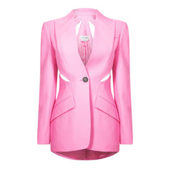 Slashed Single-Breasted Wool Long Sleeve Blazer