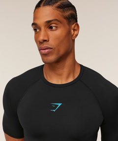 Gymshark Element Baselayer T-Shirt - Black/Brand Blue