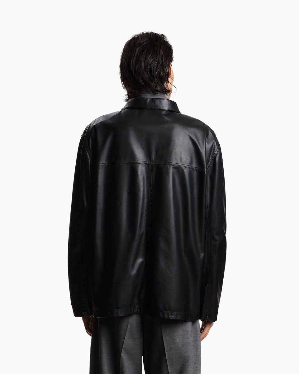 Emporio Armani Ultra light lambskin nappa leather shirt jacket