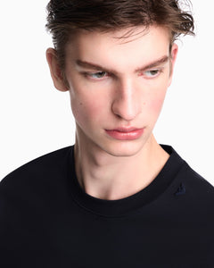 Emporio Armani Oversized heavy jersey T-shirt with micro eagle embroidery
