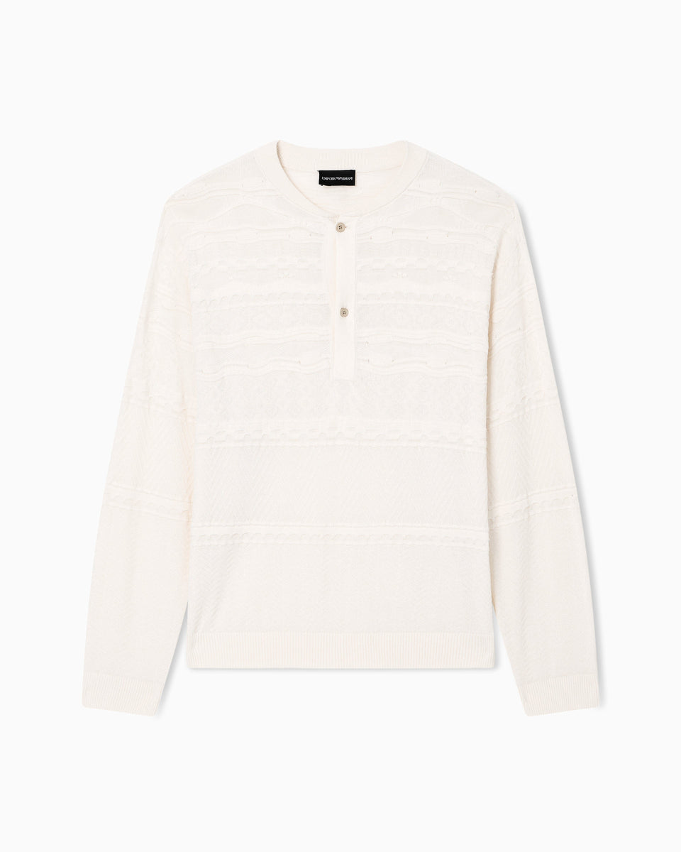 Emporio Armani Lyocell-blend, Henley neckline jumper