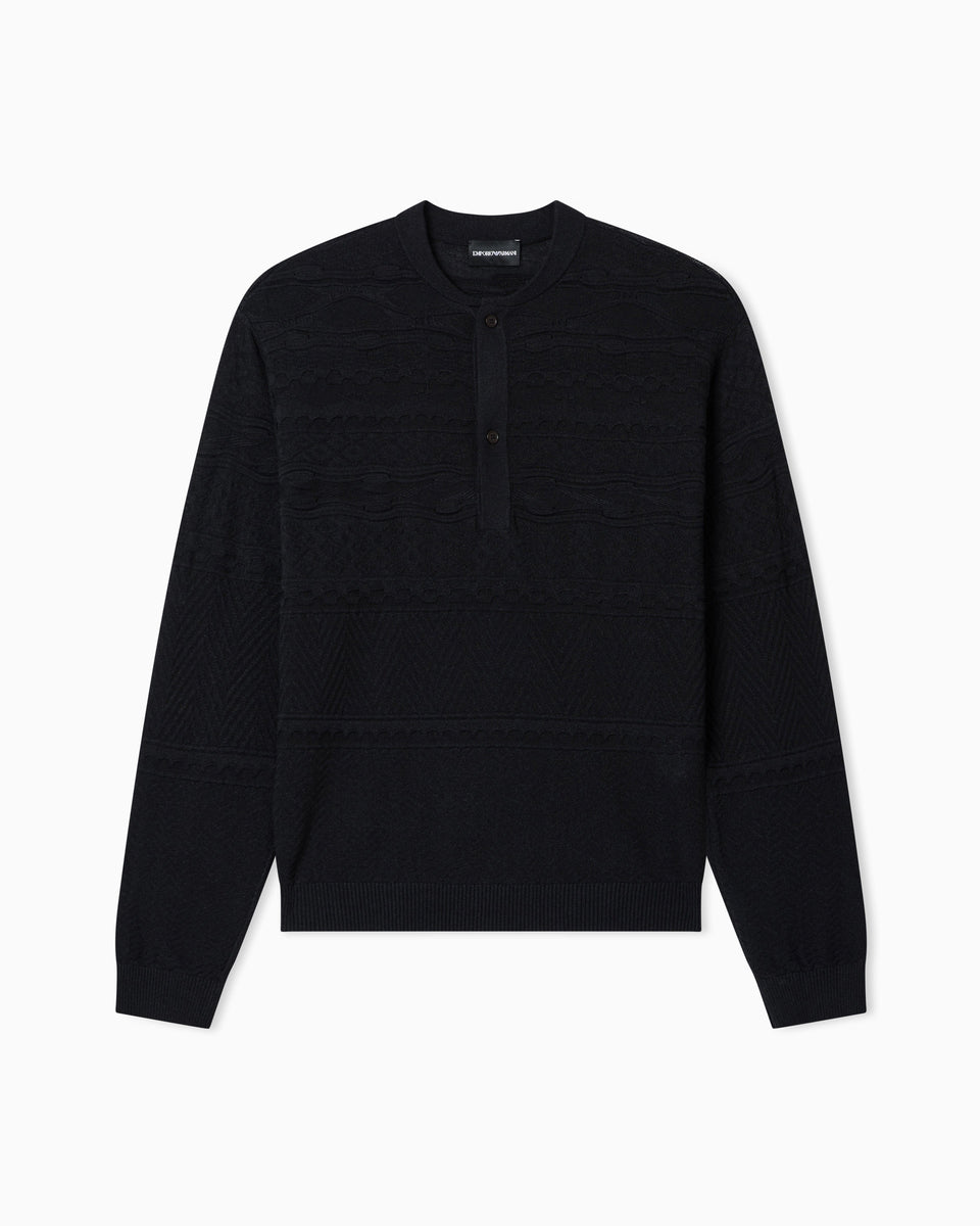 Emporio Armani Lyocell-blend, Henley neckline jumper