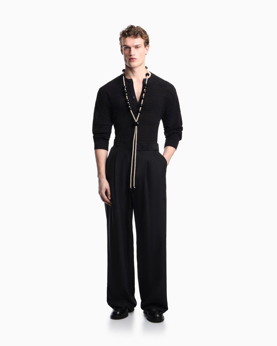Emporio Armani Lyocell-blend, Henley neckline jumper