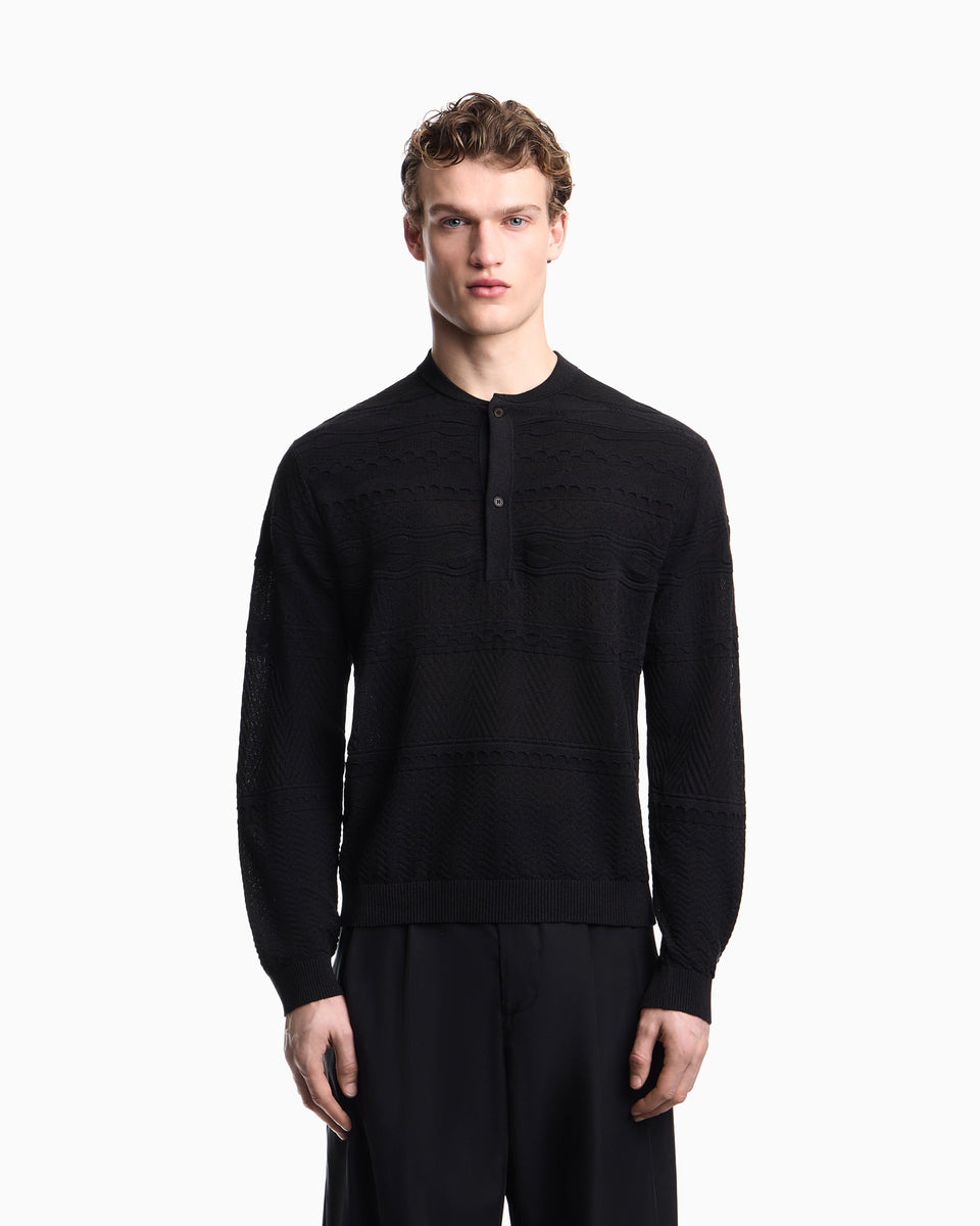 Emporio Armani Lyocell-blend, Henley neckline jumper