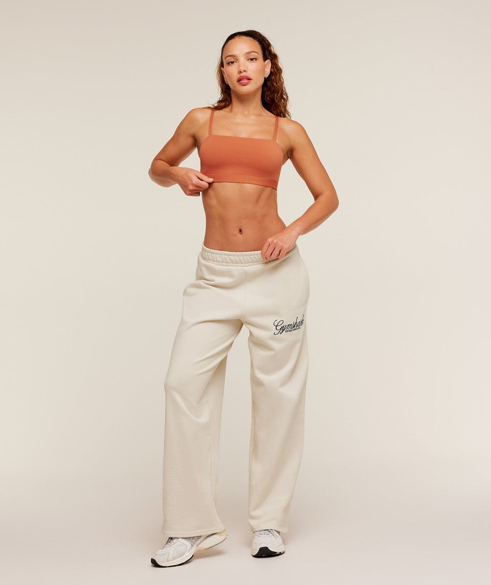 Women's Gymshark Juicy Peach Wide Leg Joggers Oat White