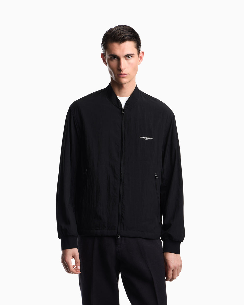 Emporio Armani Nylon blouson with micro logo embroidery