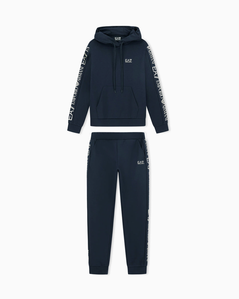 EA7 Cotton suit tracksuit with a hood and logo tape Tracksuit