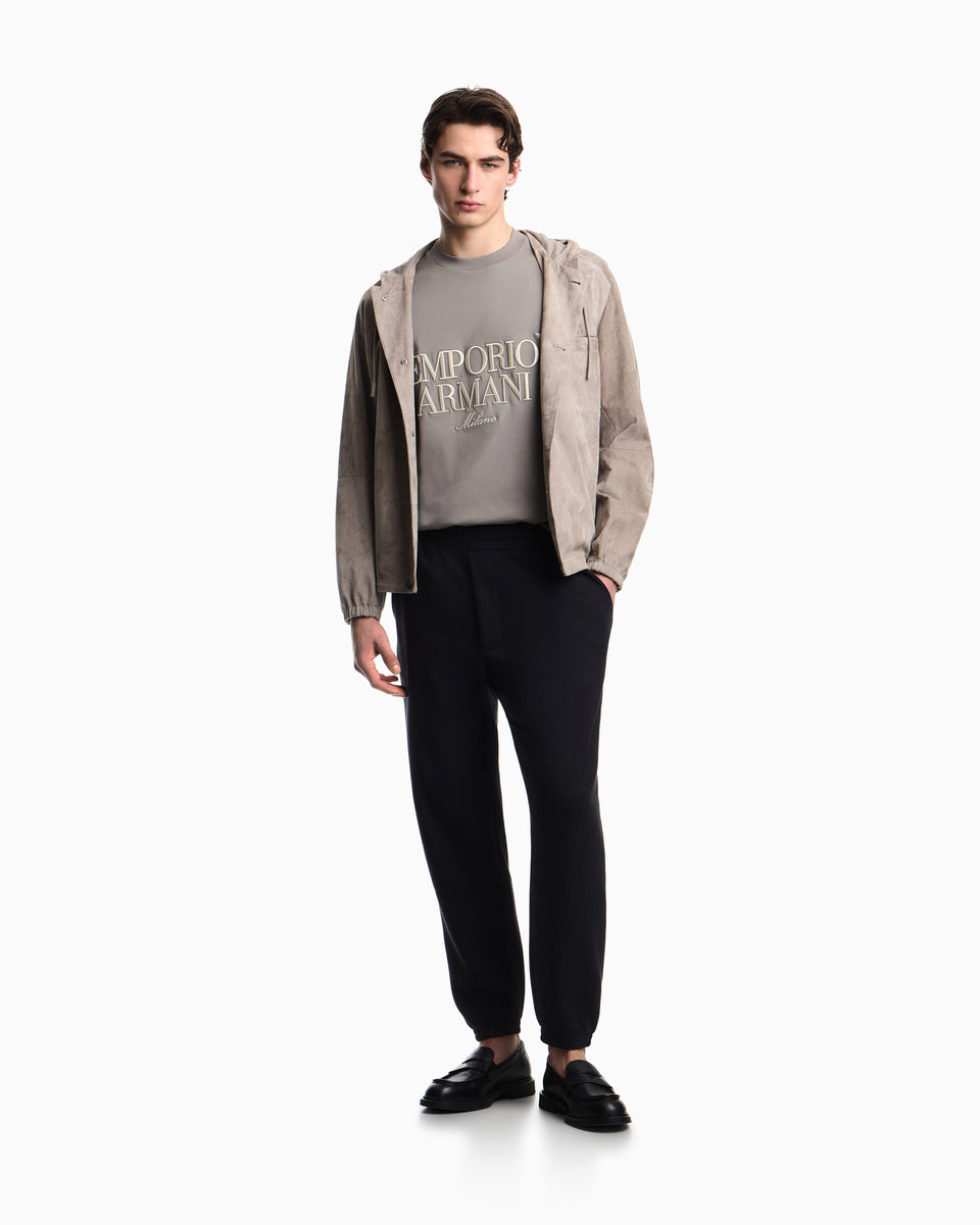 Emporio Armani Heavy jersey T-shirt with embossed logo embroidery