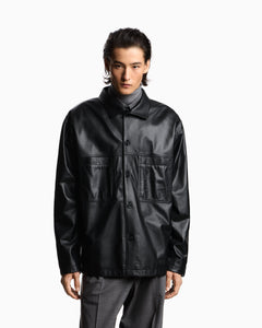 Emporio Armani Ultra light lambskin nappa leather shirt jacket