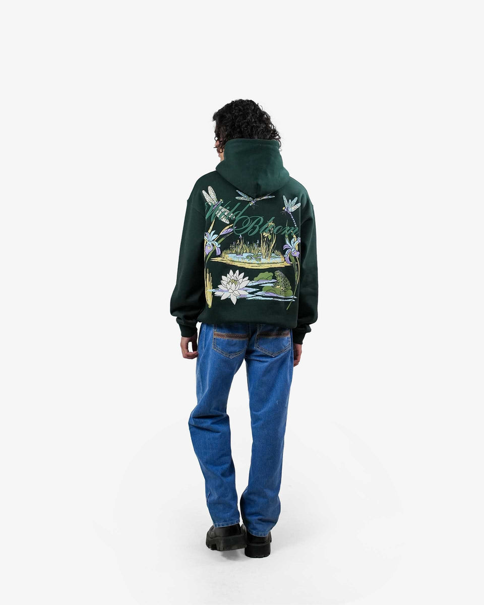 Wild Bloom - Bottle Green Oversized Hoodie