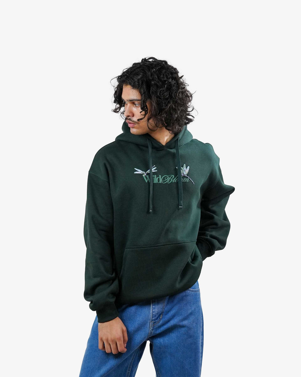 Wild Bloom - Bottle Green Oversized Hoodie