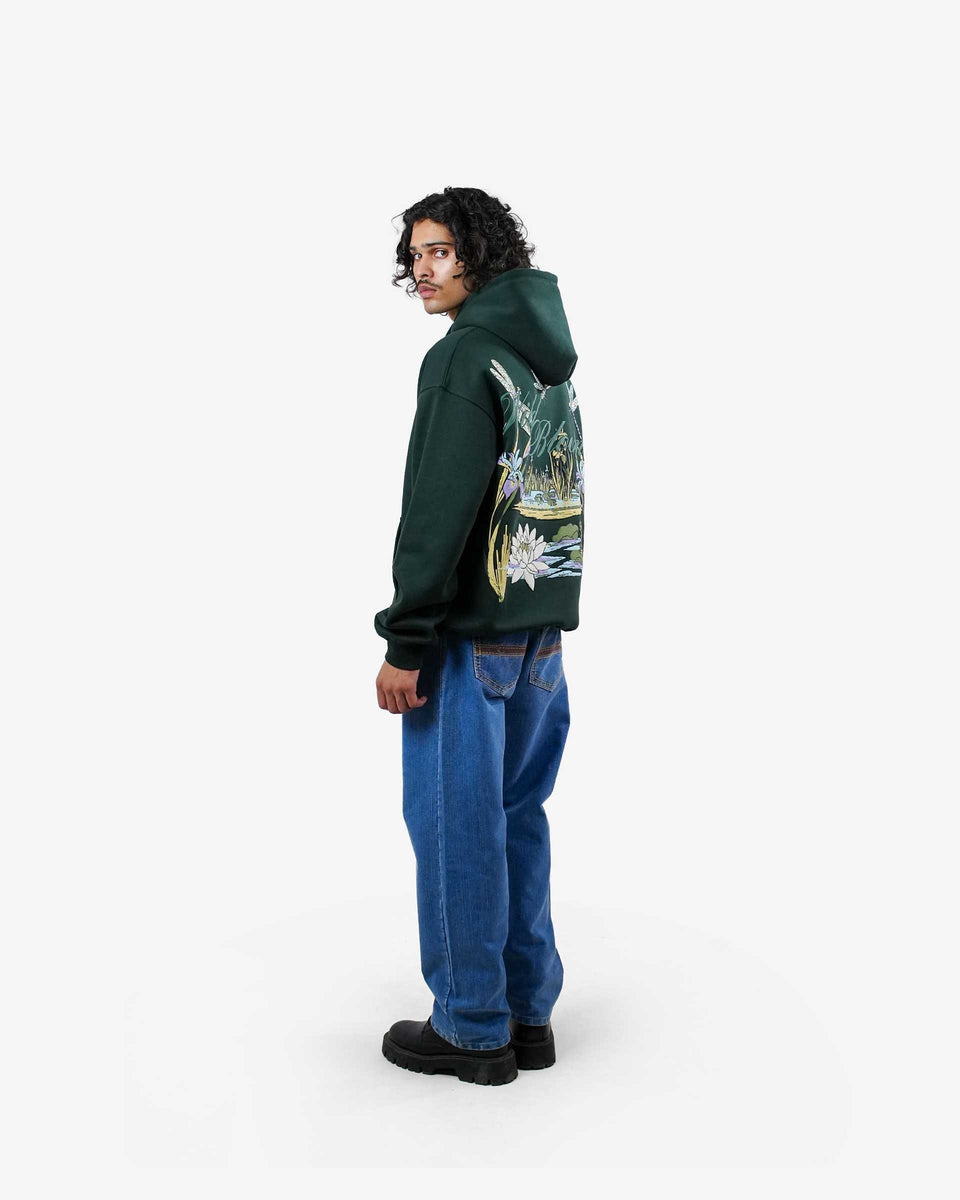 Wild Bloom - Bottle Green Oversized Hoodie