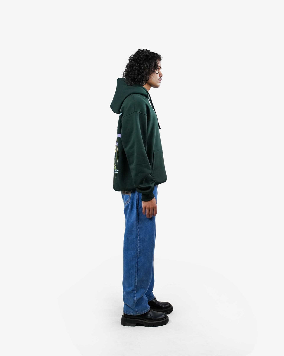 Wild Bloom - Bottle Green Oversized Hoodie