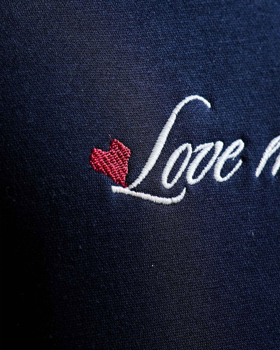 Love Me More - Navy Blue Printed Oversized Hoodie