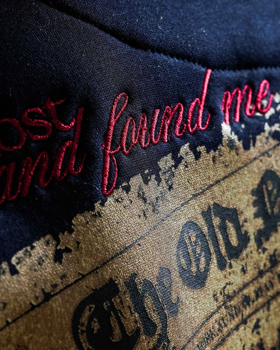 Love Me More - Navy Blue Printed Oversized Hoodie