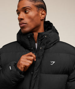 Gymshark Hooded Puffer Jacket - Black