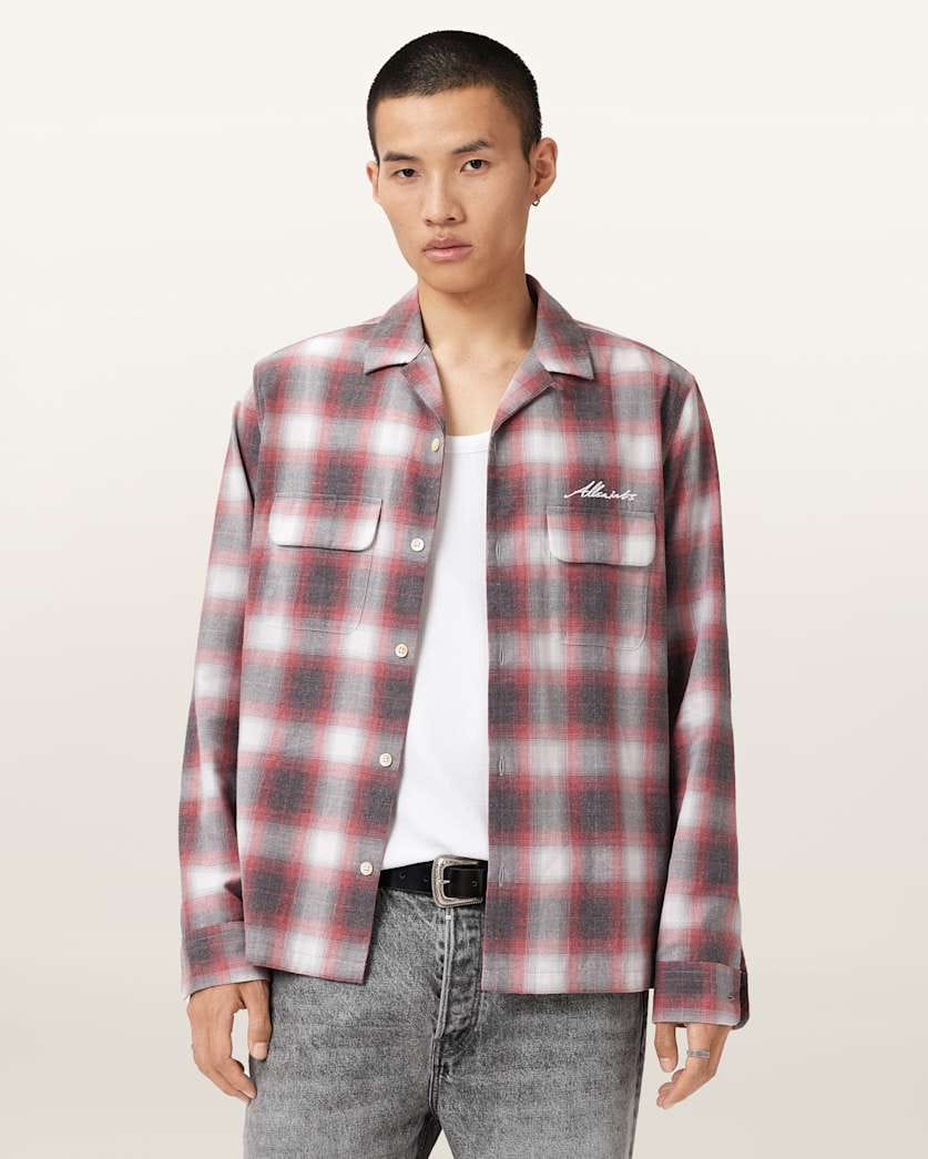 AllSaints Shams Long Sleeve Shirt Claret Red