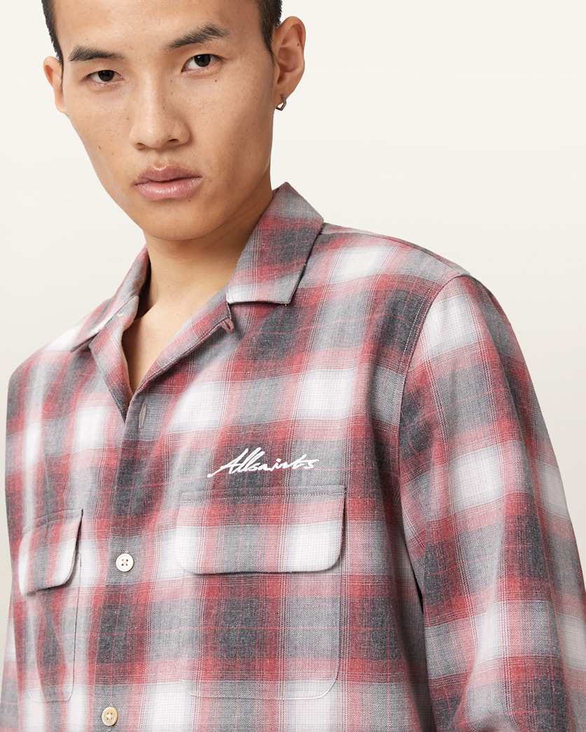 AllSaints Shams Long Sleeve Shirt Claret Red