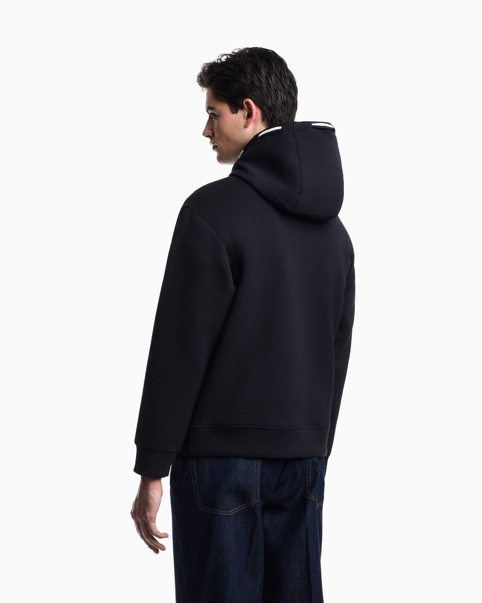 Emporio Armani Loose-fit hooded sweatshirt in double jersey with French bulldog patch