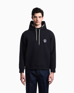 Emporio Armani Loose-fit hooded sweatshirt in double jersey with French bulldog patch