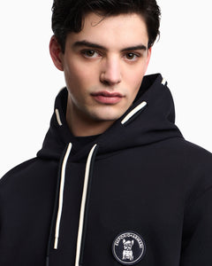 Emporio Armani Loose-fit hooded sweatshirt in double jersey with French bulldog patch