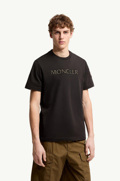 Moncler Logo Print Cotton T-Shirt Black Black