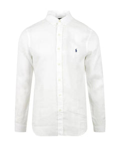 Polo Ralph Lauren White Linen Long Sleeve Shirt