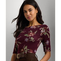 Floral Stretch Boatneck T-Shirt